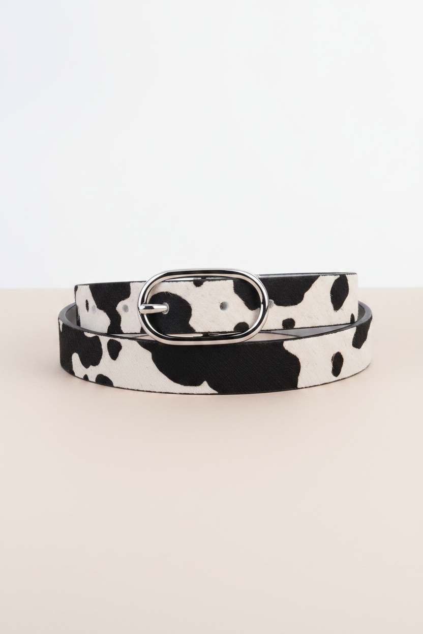 Cow Print Calf Hair Belt – Peridot display picture 1