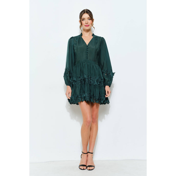 Floral Lace Puff Sleeve Mini Dress