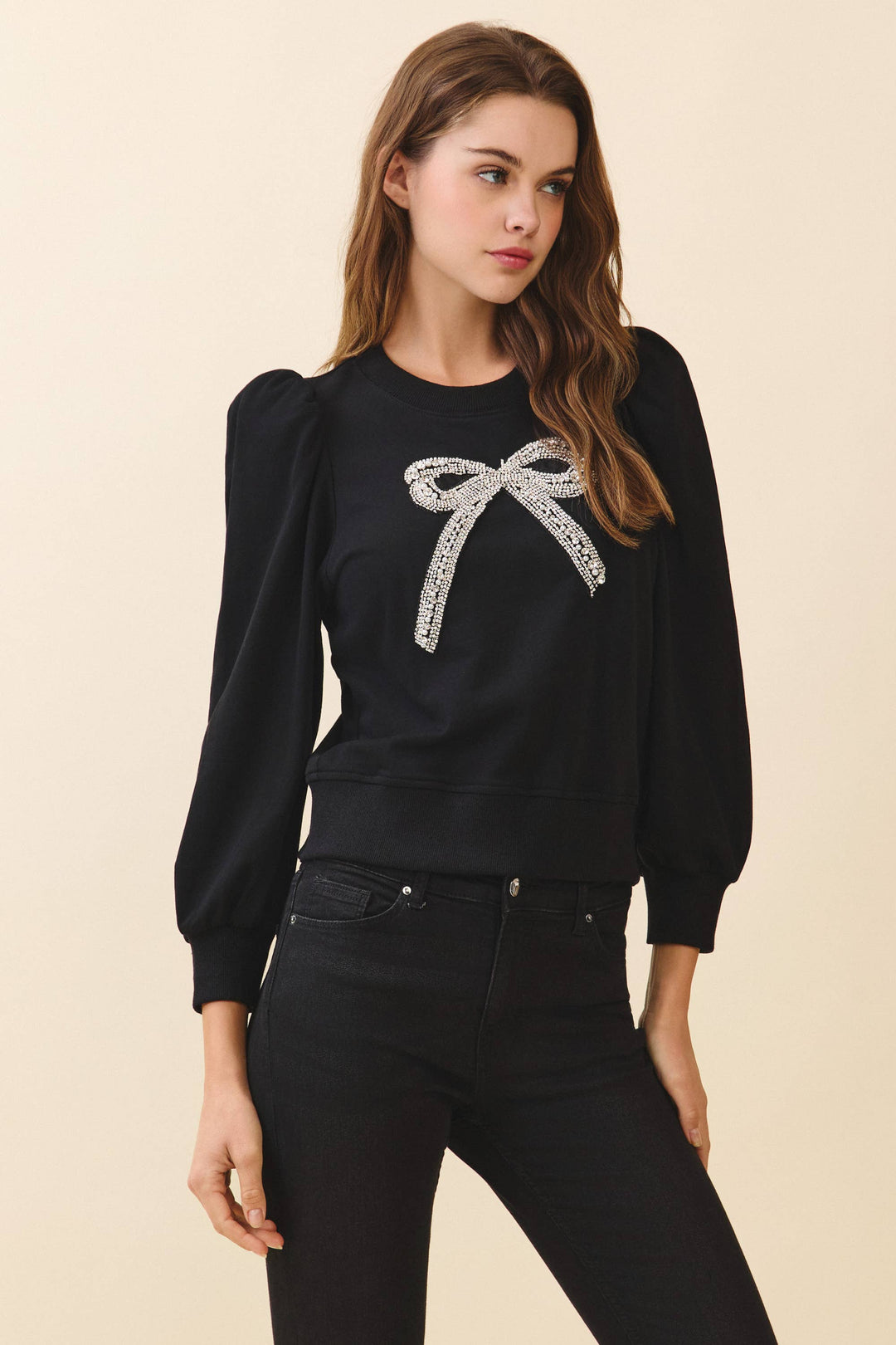 Crystal Bow Accent Sweatshirt