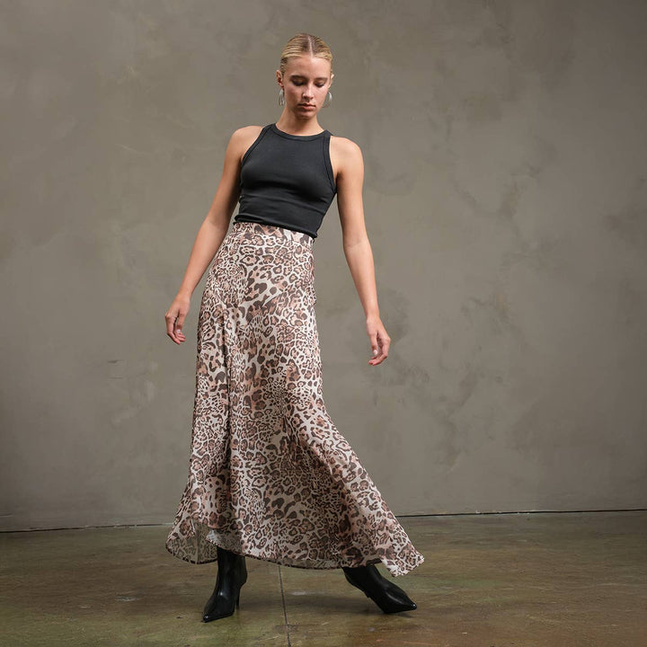 Asymmetrical Hem Leopard Print Skirt