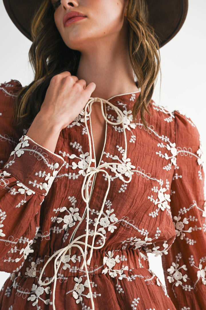 Floral Embroidered Romper