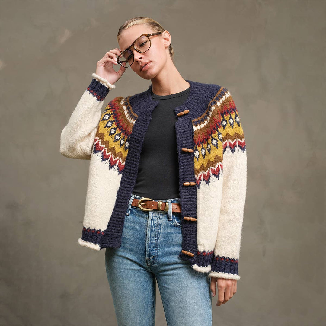 Nordic Pattern Toggle Knit Cardigan