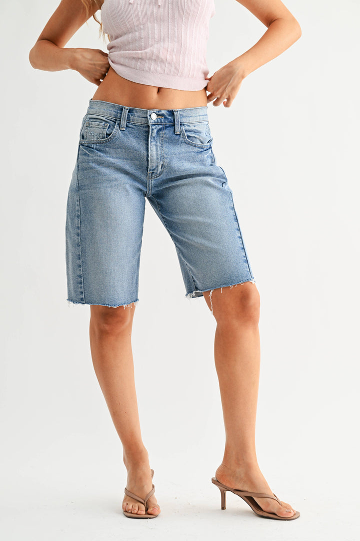 Long Seamed Denim Short