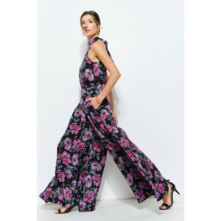 Floral Halter Neck Wide-Leg Jumpsuit