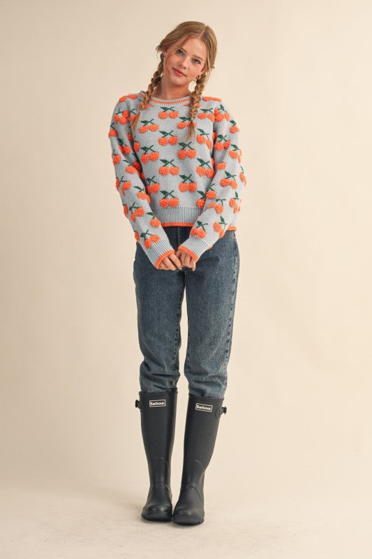 Fuzzy Cherry Sweater