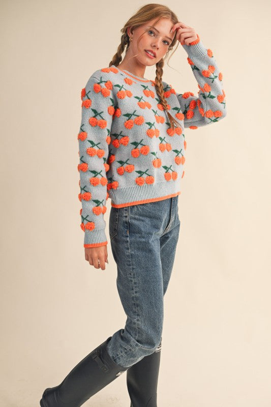 Fuzzy Cherry Sweater