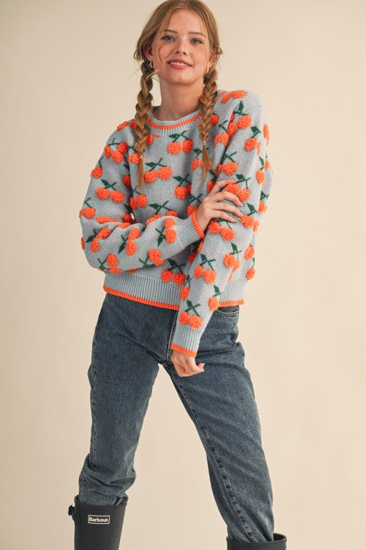 Fuzzy Cherry Sweater