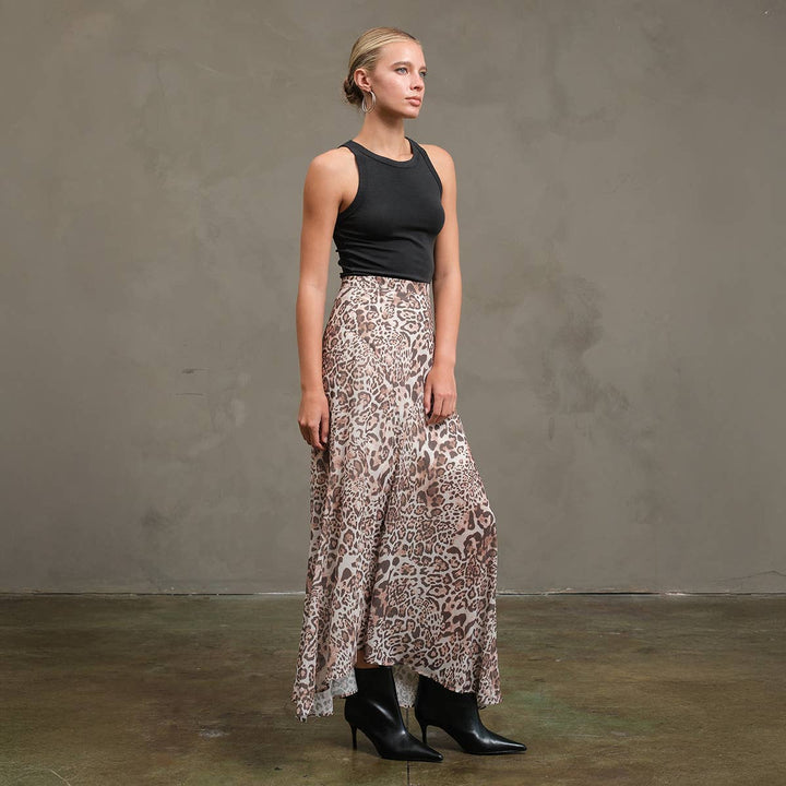 Asymmetrical Hem Leopard Print Skirt