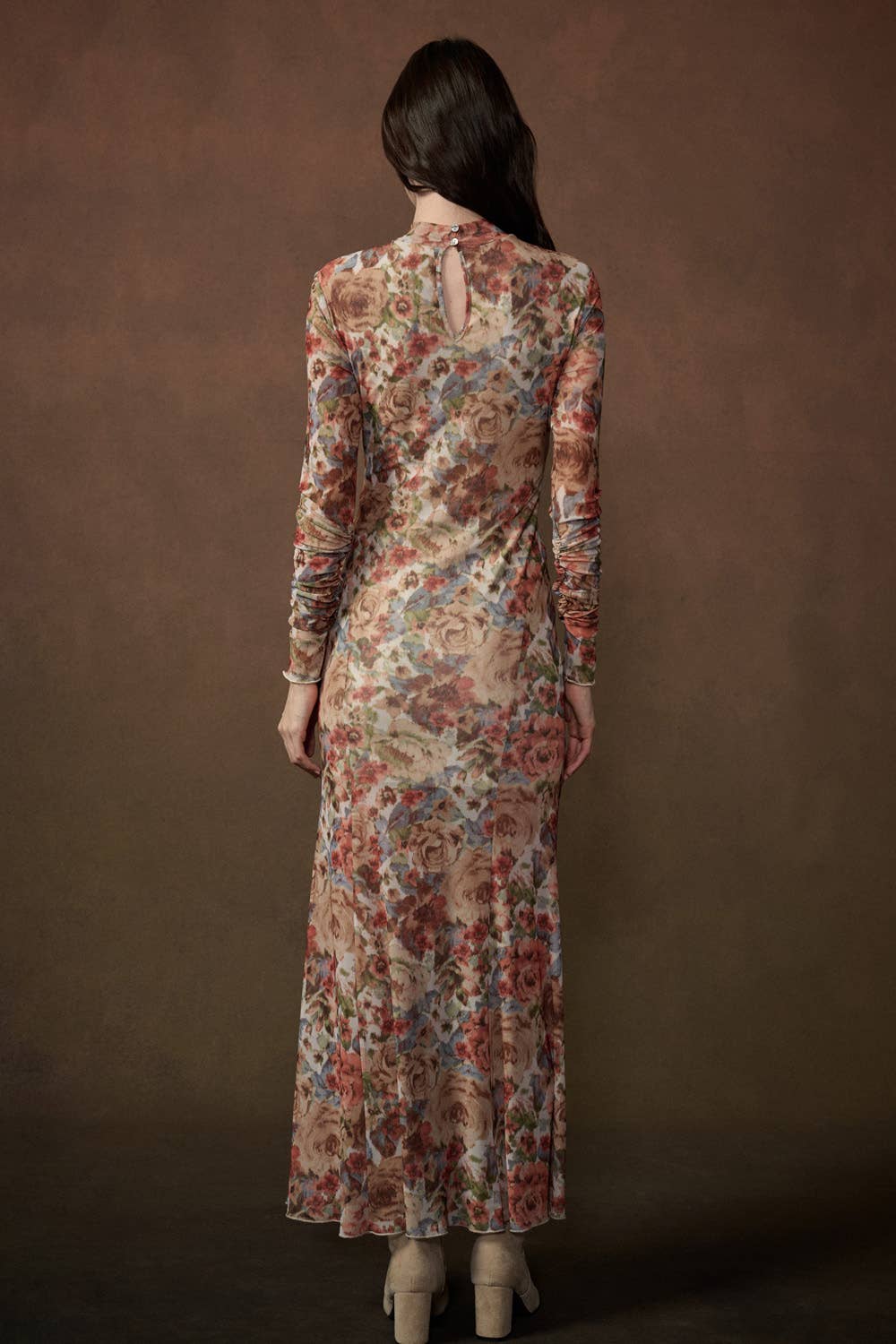Floral Mesh Maxi Dress