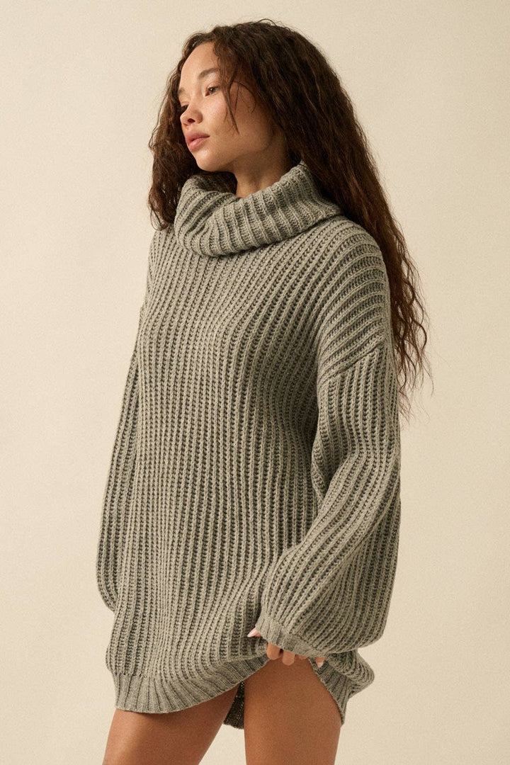 Ribbed Oversized Turtleneck Sweater