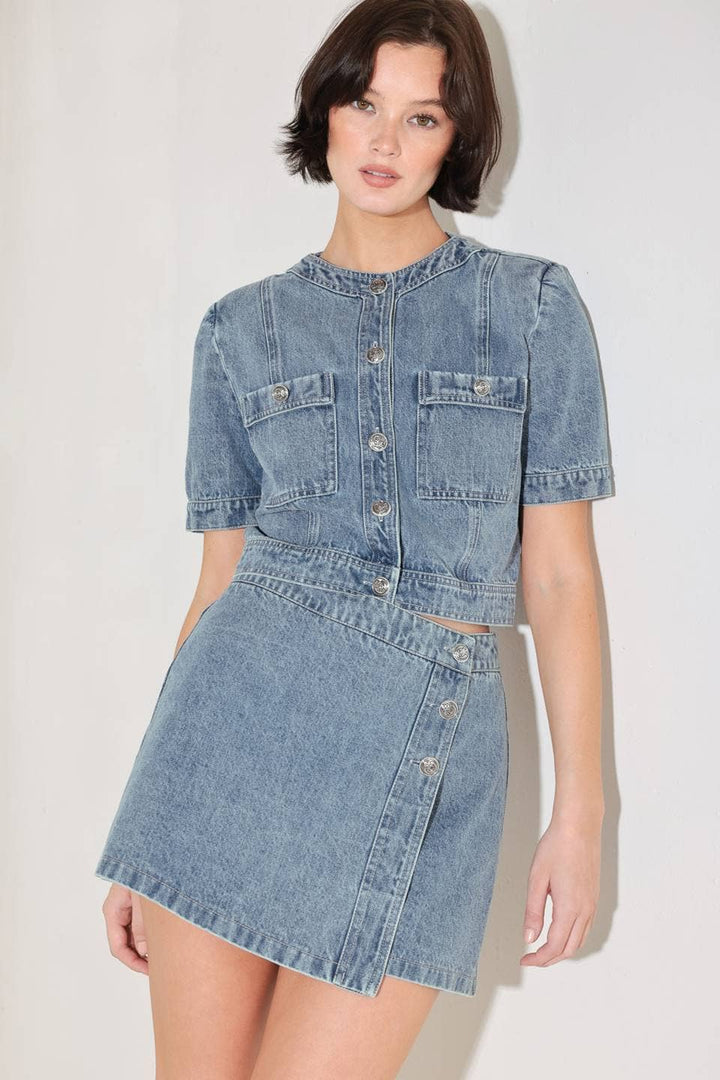 Washed Denim Skort