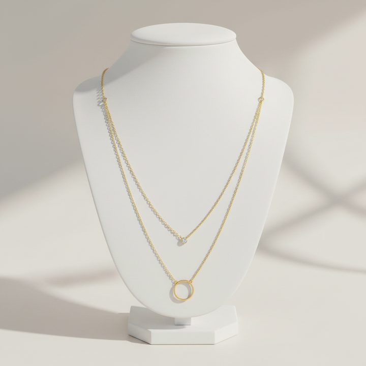 Round Pave Double Appeal Necklace