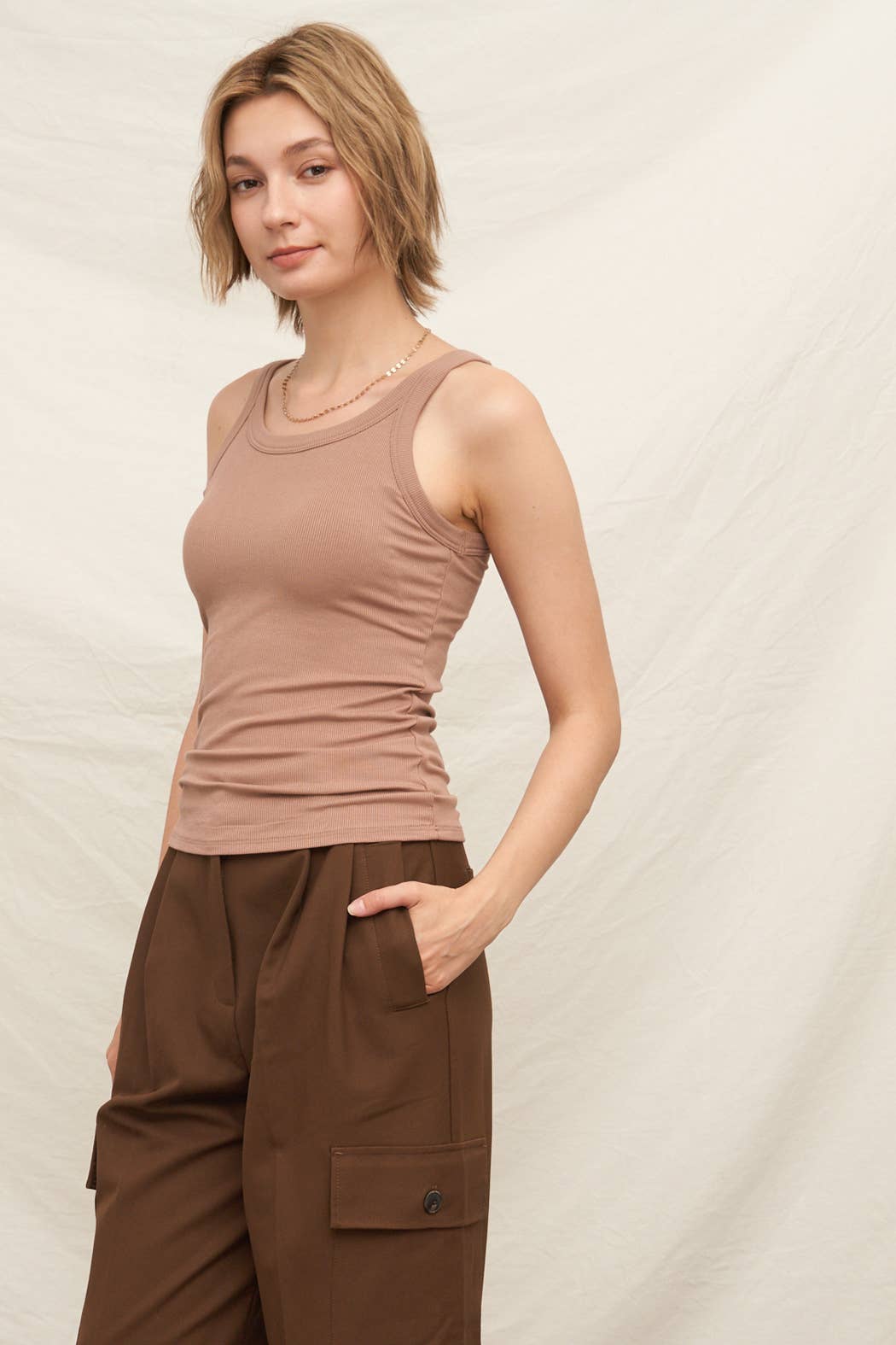 Scoop Neck Tank with Built-In Bra