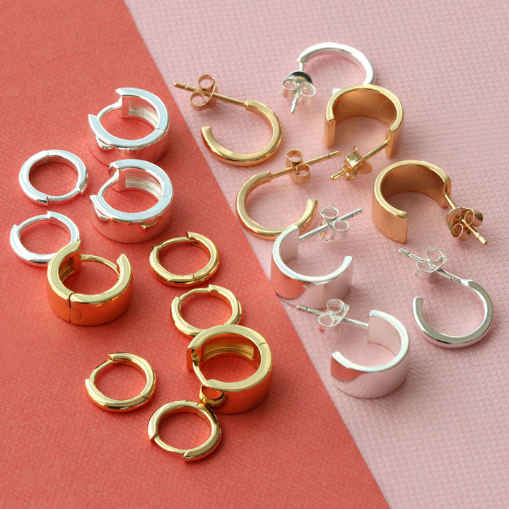 Wide Hinged Huggie Hoop Earrings