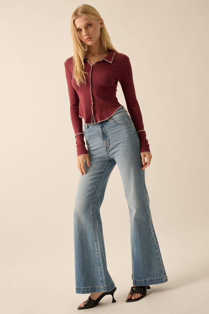 Ribbed Exposed-Seam Knit