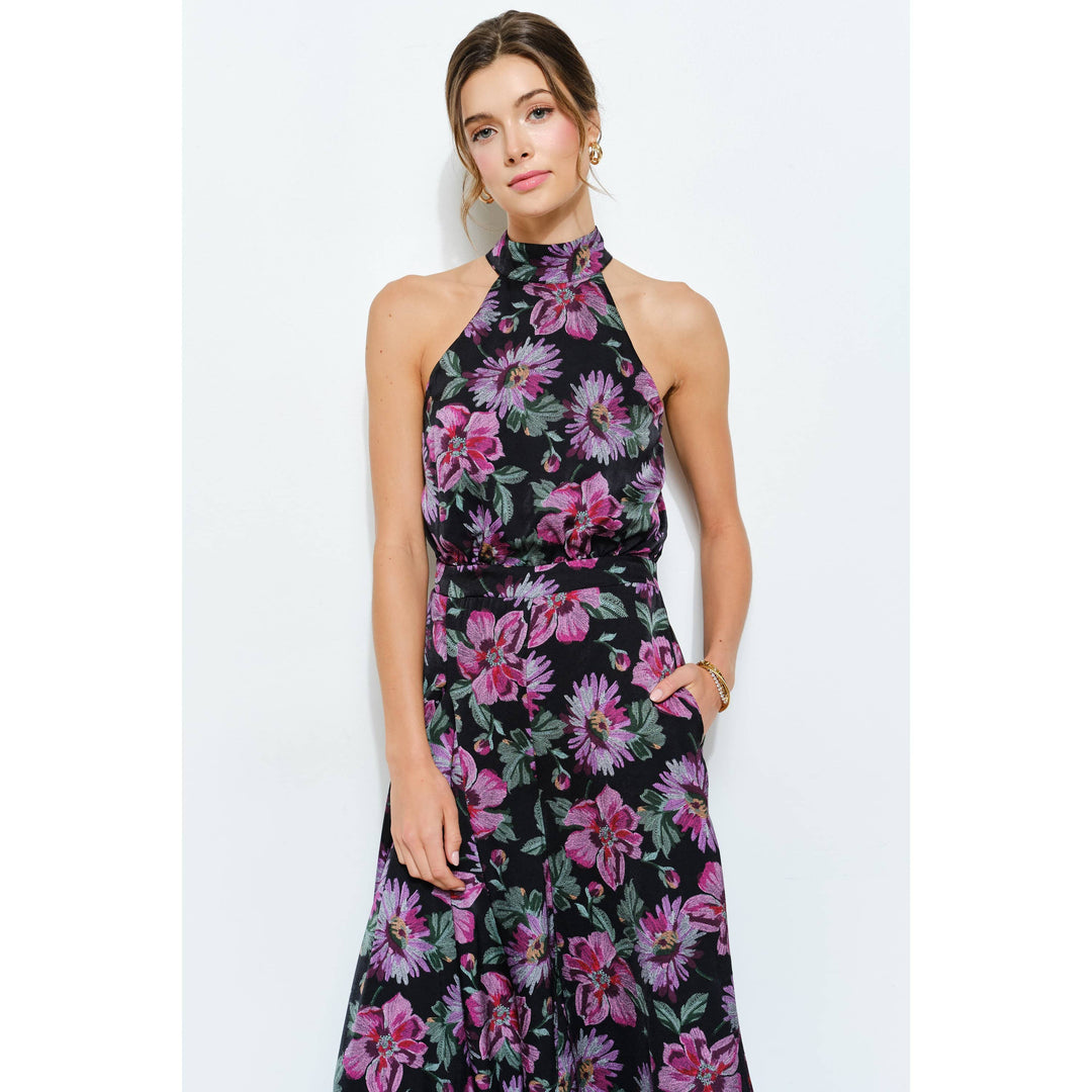 Floral Halter Neck Wide-Leg Jumpsuit