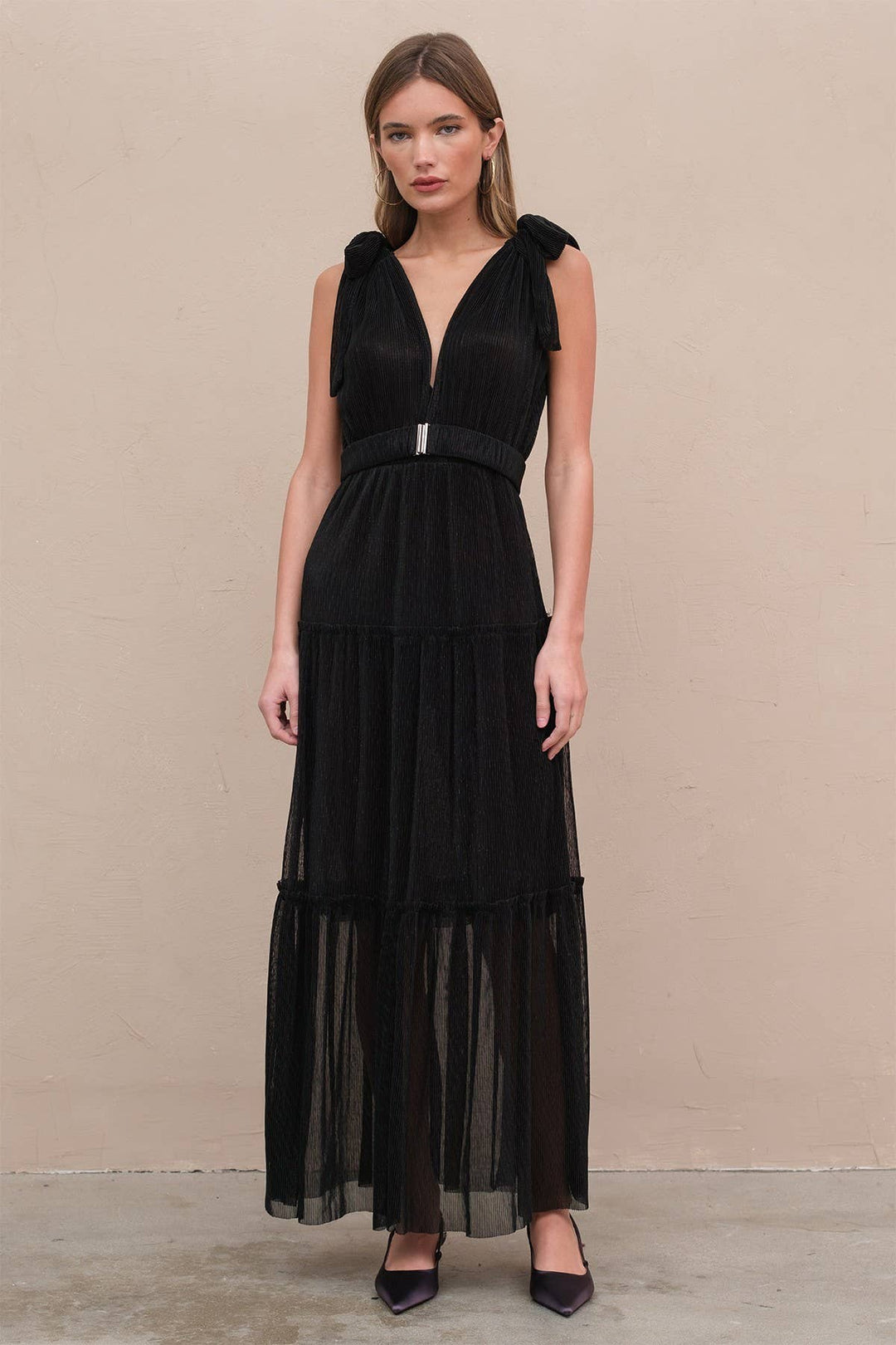 lurex pleated dress Gold Metallic Lurex Pleated Maxi Dress | Womens | X-Small (Available in M) | 100% Polyester | Lulus