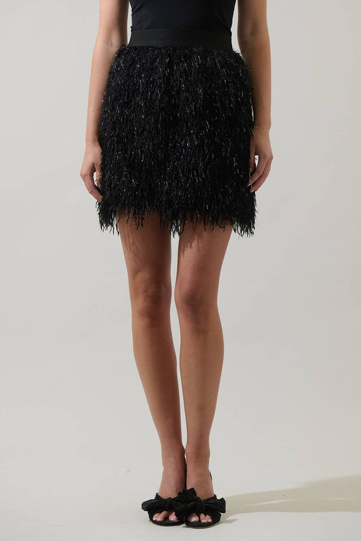 Himari Metallic Fringe Mini Skirt