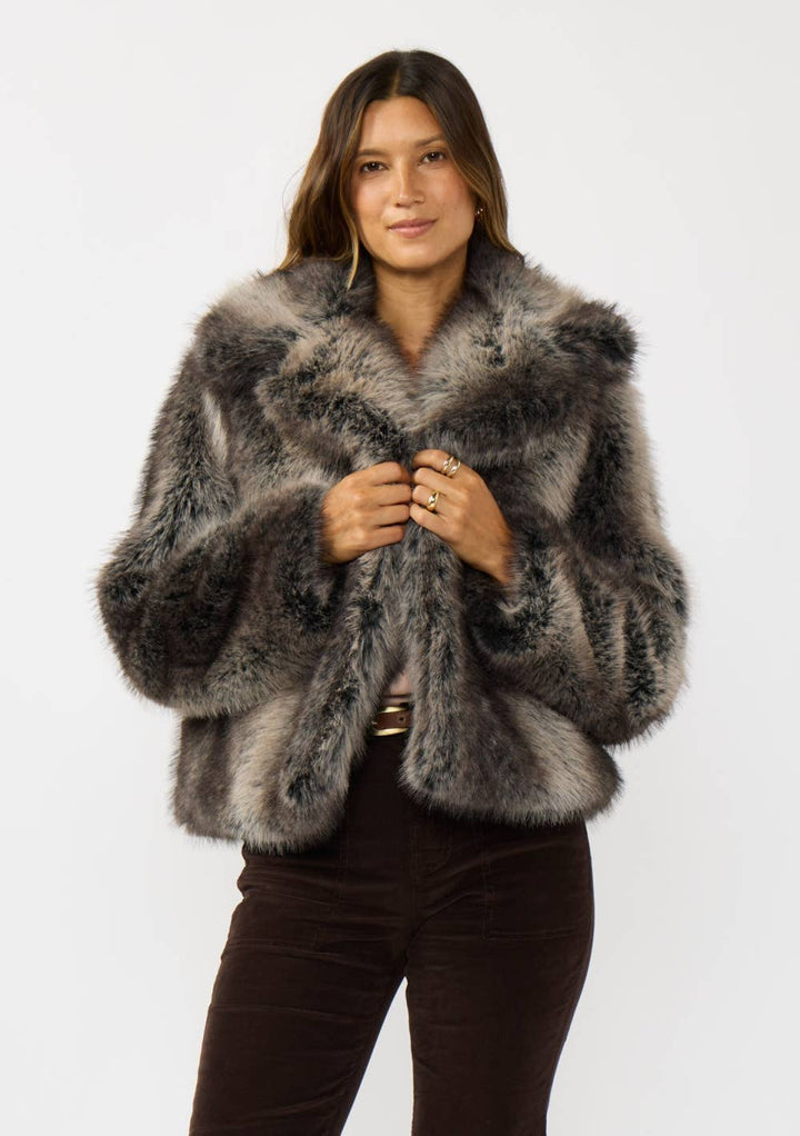 Charcoal Ombre Faux Fur Jacket