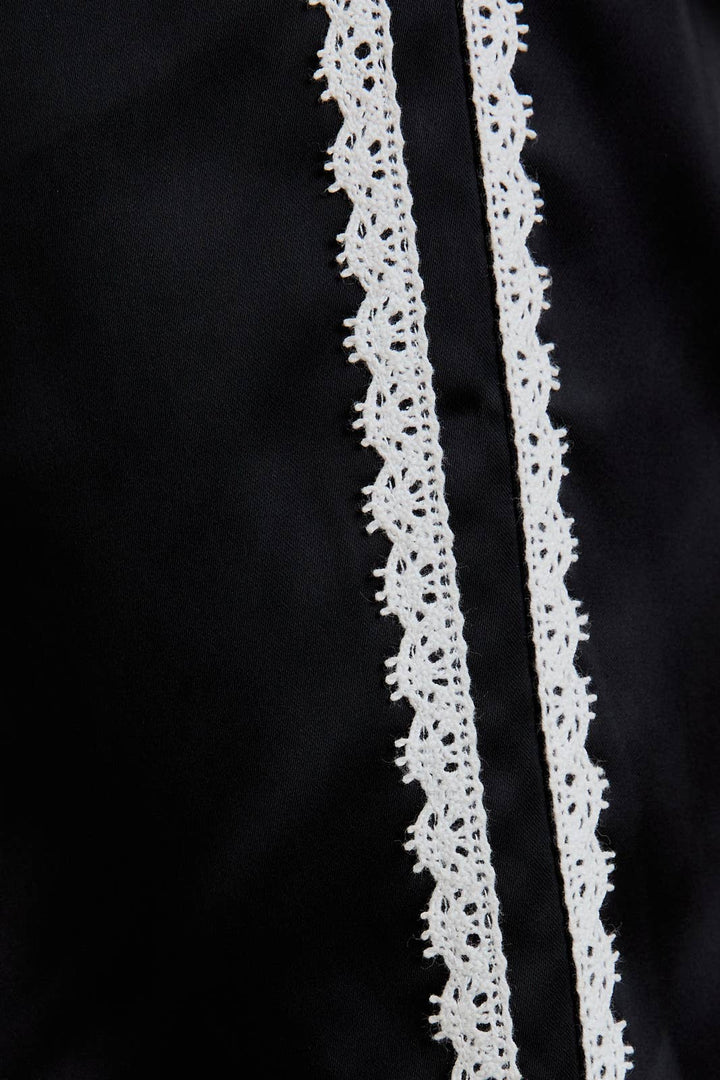 Satin Track Pants with Scalloped Detail