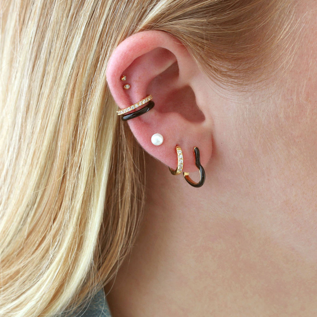 Open Heart Enamel Hinged Huggie Hoop Earrings