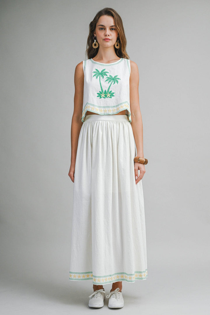 Embroidered Maxi Skirt
