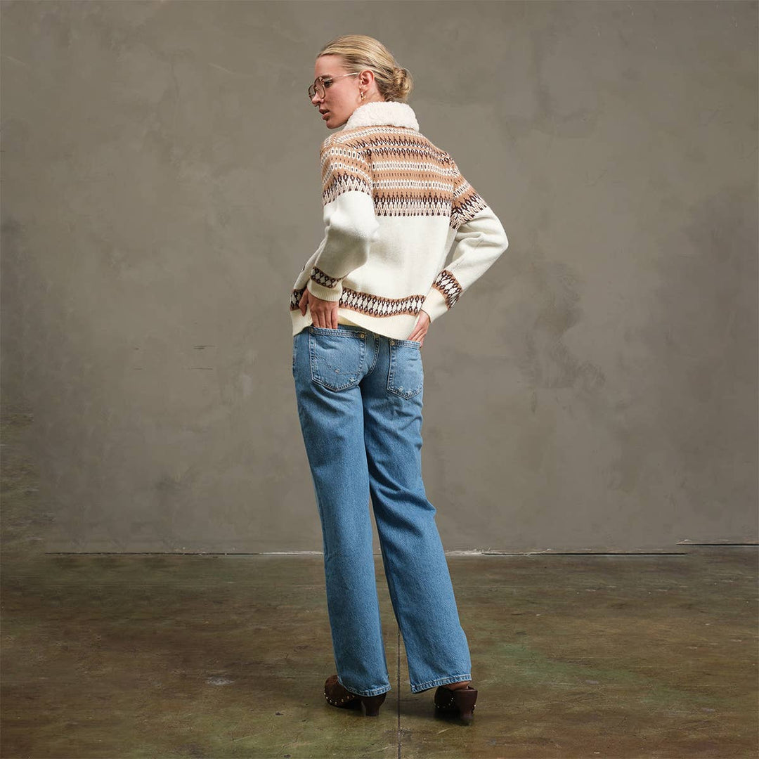 Western Horse Knit Zip-Up Jacket