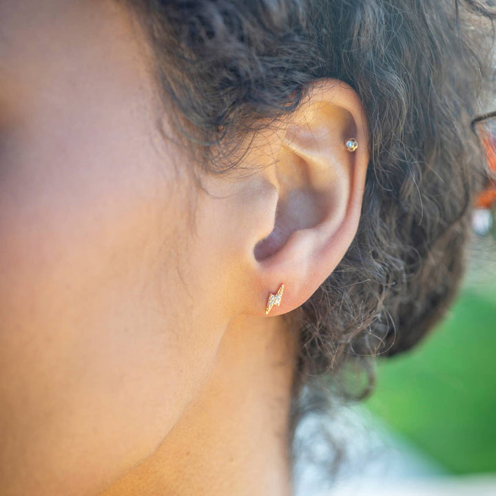 Lightning Bolt Crystal Stud Earrings