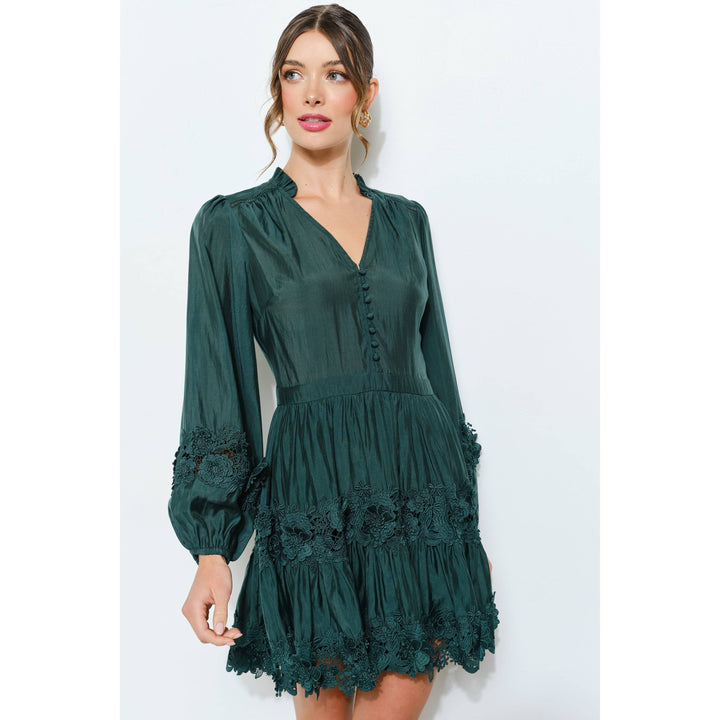 Floral Lace Puff Sleeve Mini Dress