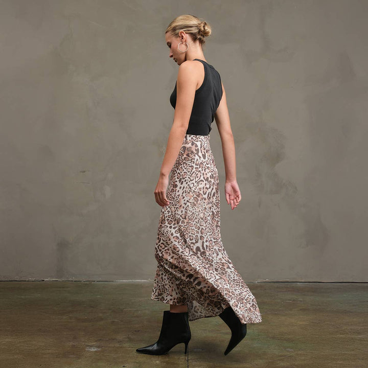 Asymmetrical Hem Leopard Print Skirt