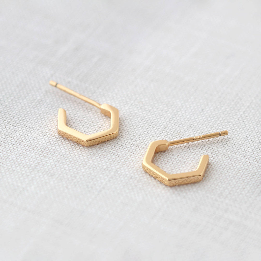 Hexagon Huggie Hoop Earrings