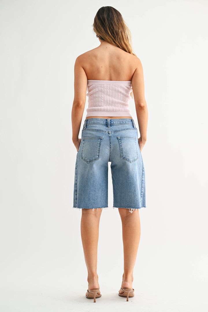Long Seamed Denim Short