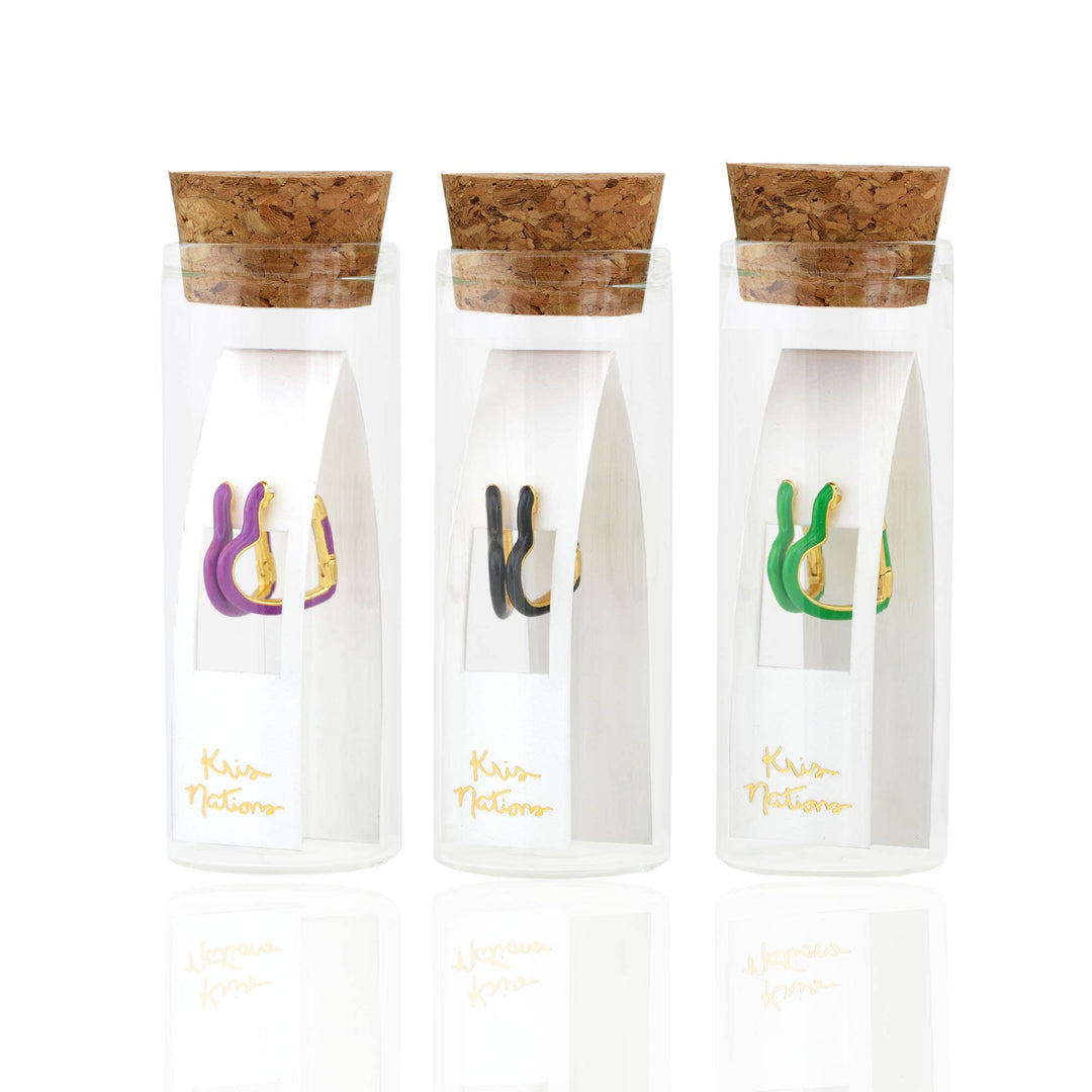 Open Heart Enamel Hinged Huggie Hoop Earrings