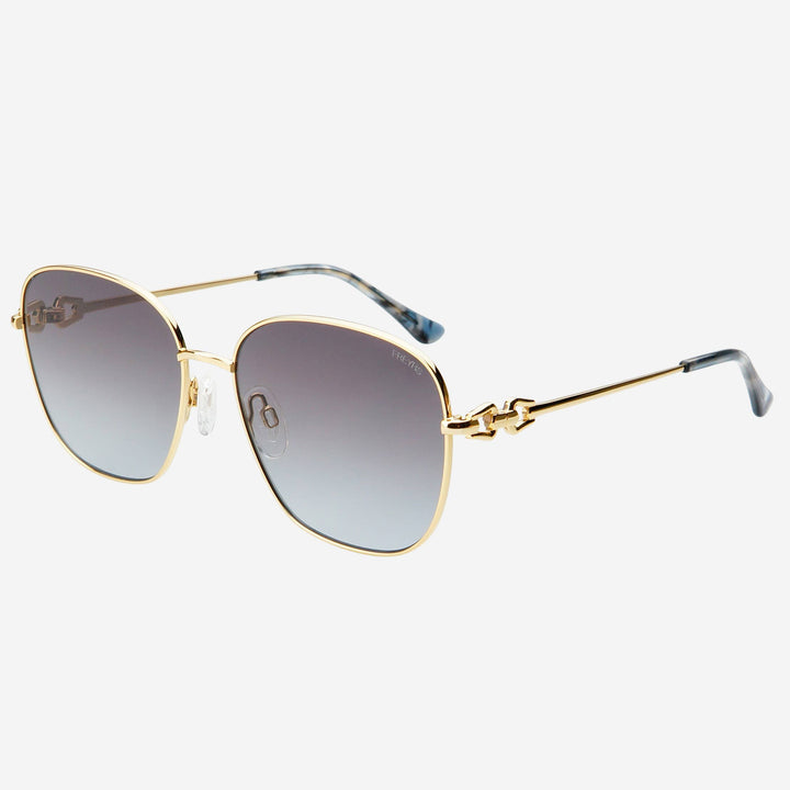 Lea Round Sunglasses: Gold / Gradient Gray