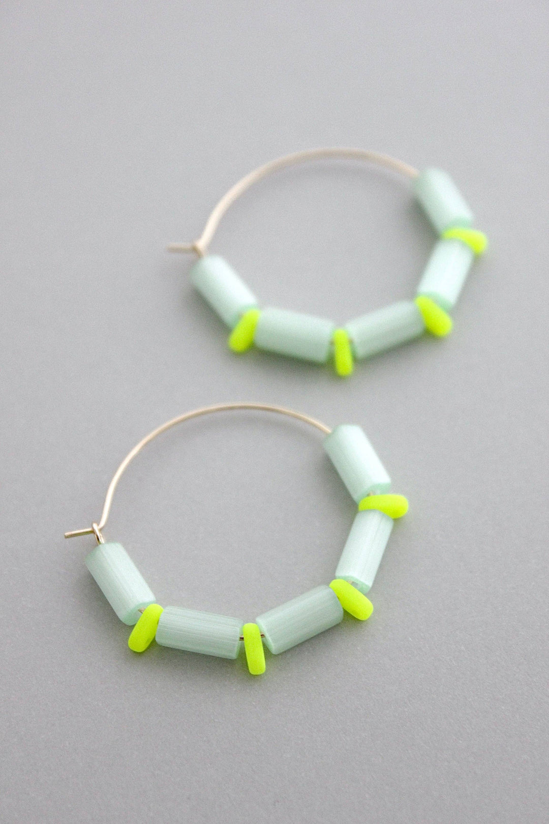 Mint Green & Yellow Neon Hoop Earrings