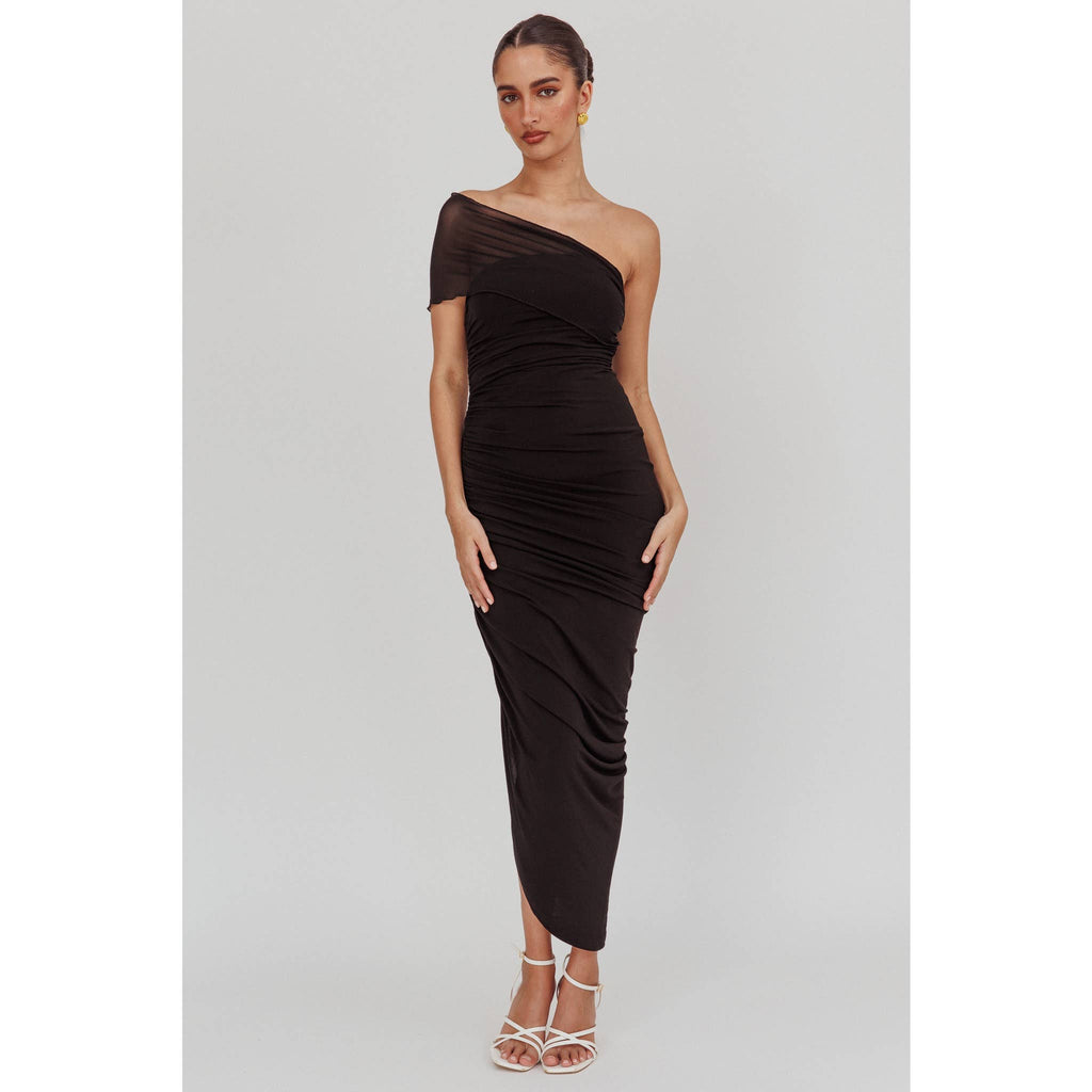 open lace back dress Layton Mesh One Shoulder Mermaid Formal Dress