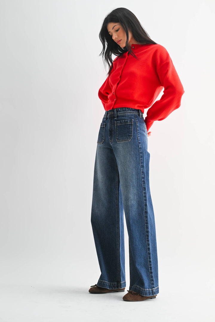Micro Patch Pocket Wide Leg Jean