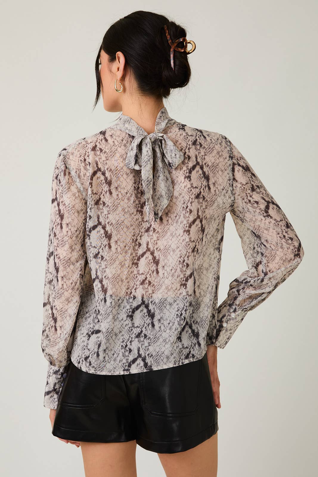 Snake Print Mesh Blouse