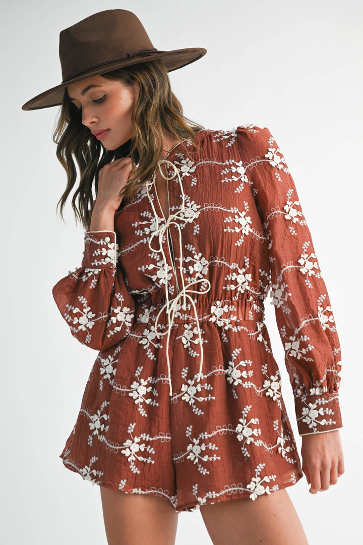 Floral Embroidered Romper