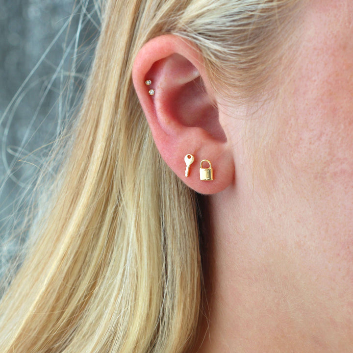 Lock & Key Stud Earrings