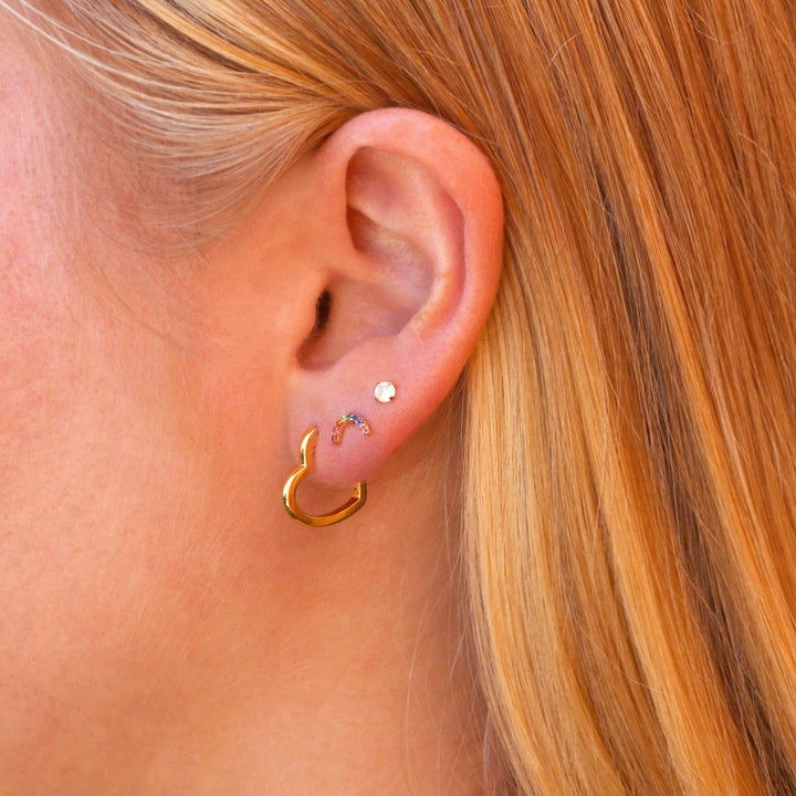 Open Heart Hinged Huggie Hoops