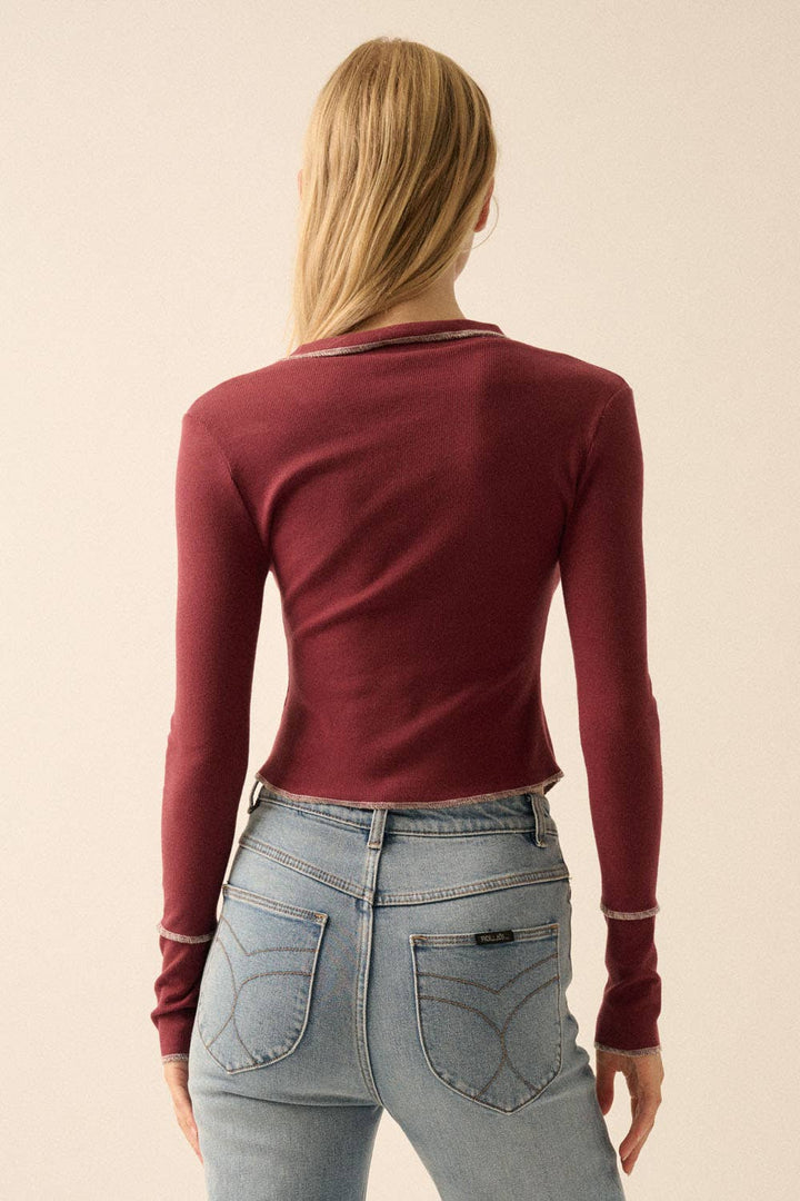 Ribbed Exposed-Seam Knit