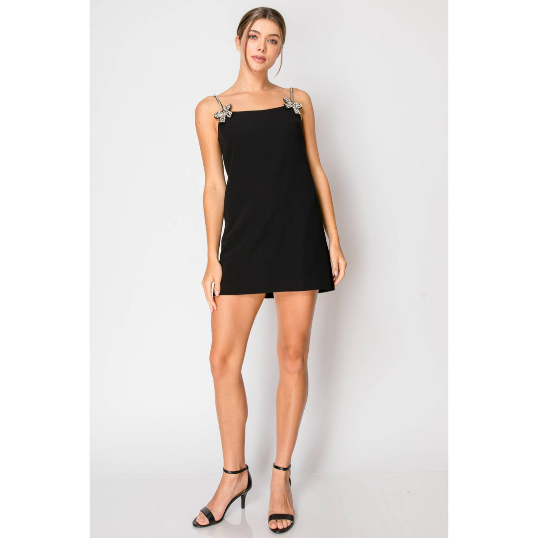 Crystal Embellished Mini Dress Black / S Crystal Embellished Mini Dress Black / S