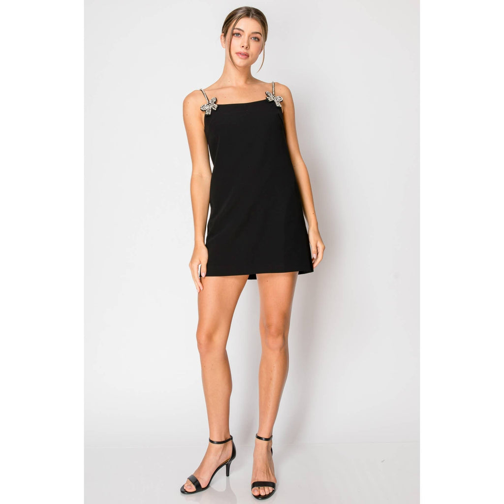 crystal embellished mini dress Crystal Embellished Mini Dress Black / S