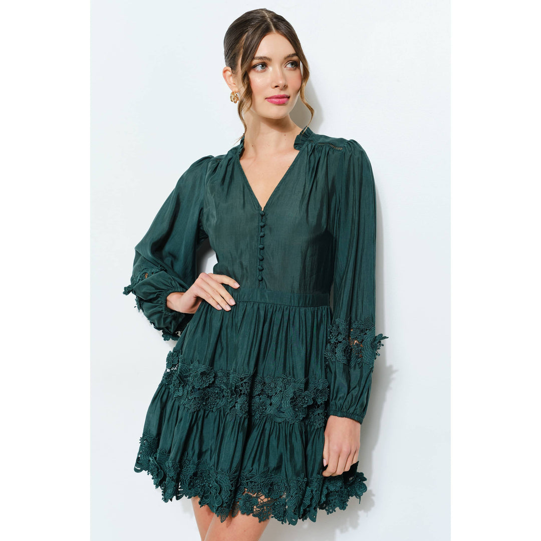 Floral Lace Puff Sleeve Mini Dress