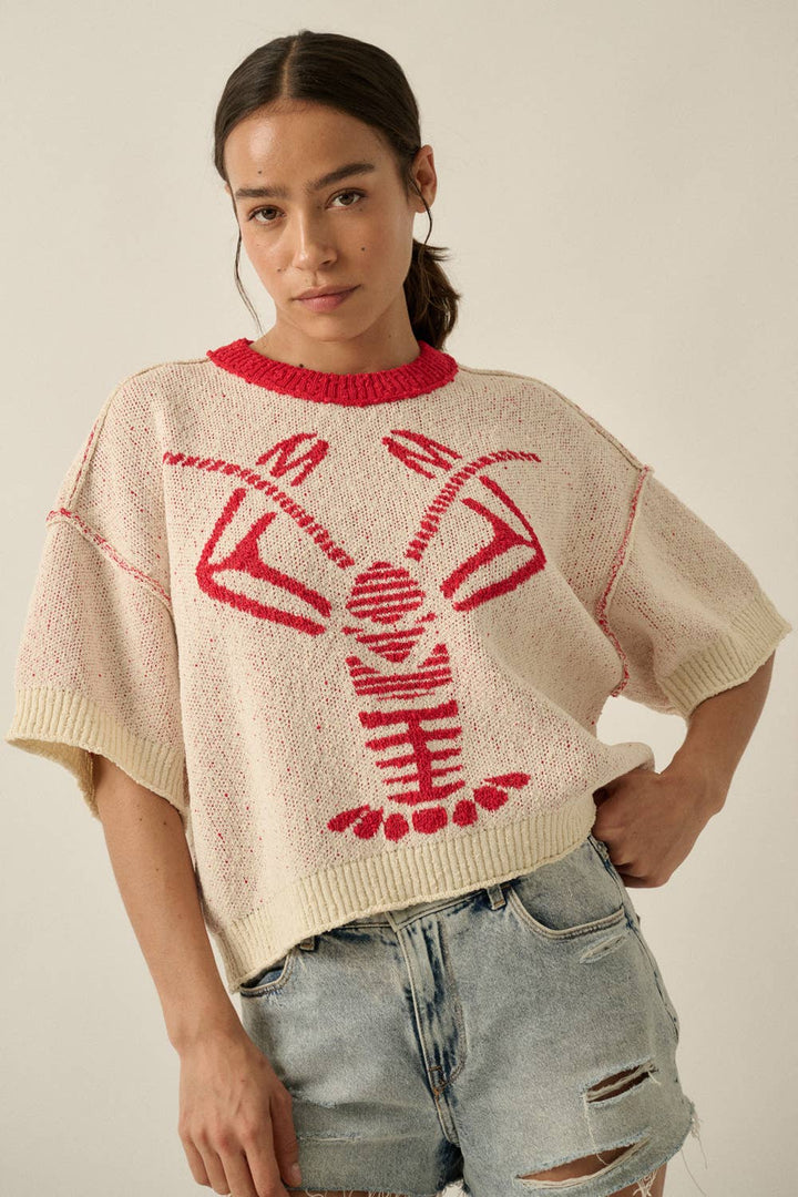 Lobster Exposed Seam Sweater