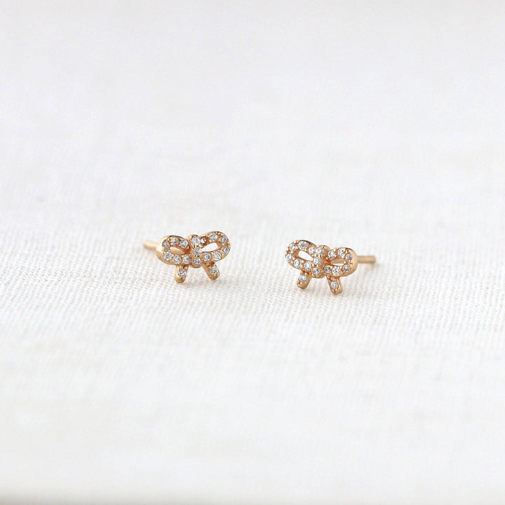 Bow with Crystals Stud Earrings