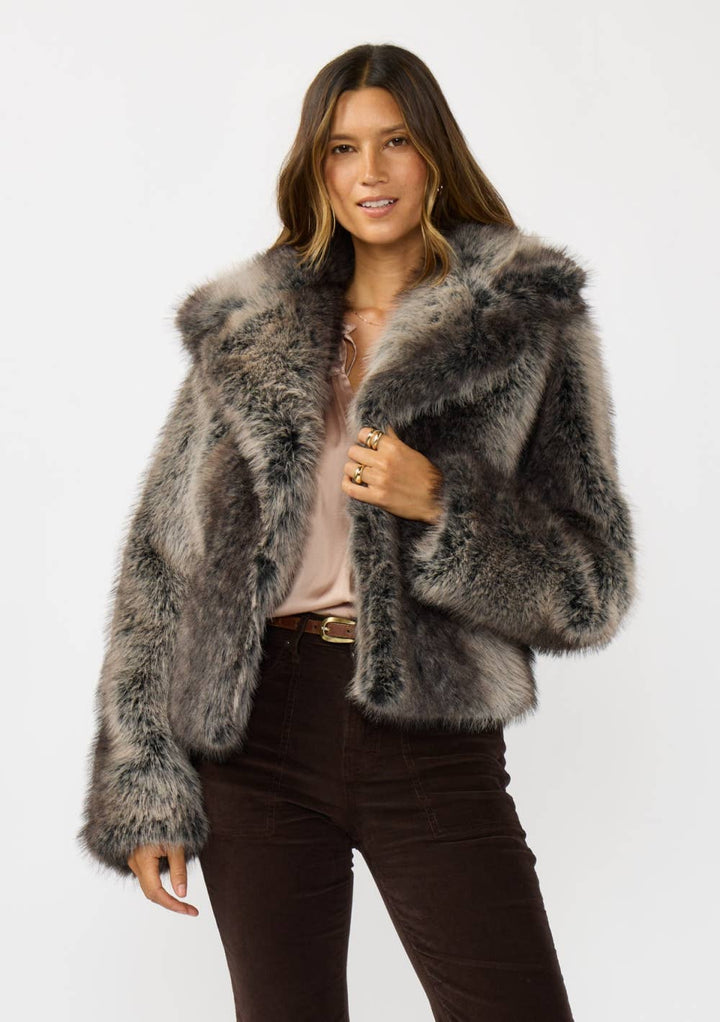 Charcoal Ombre Faux Fur Jacket