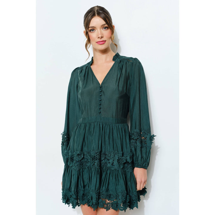 Floral Lace Puff Sleeve Mini Dress