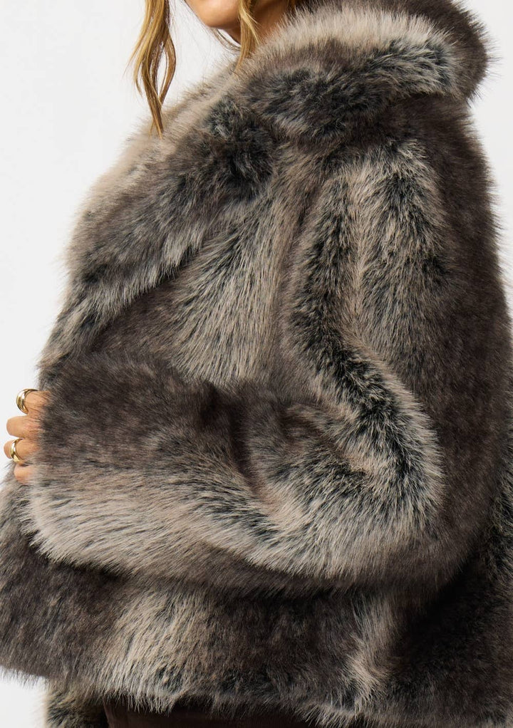 Charcoal Ombre Faux Fur Jacket
